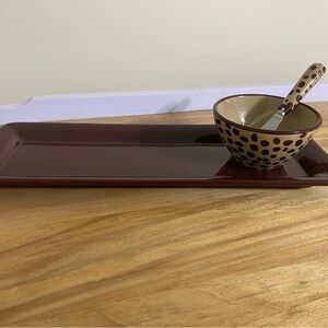 Next Brown and Cream Serving Tray with Bowl